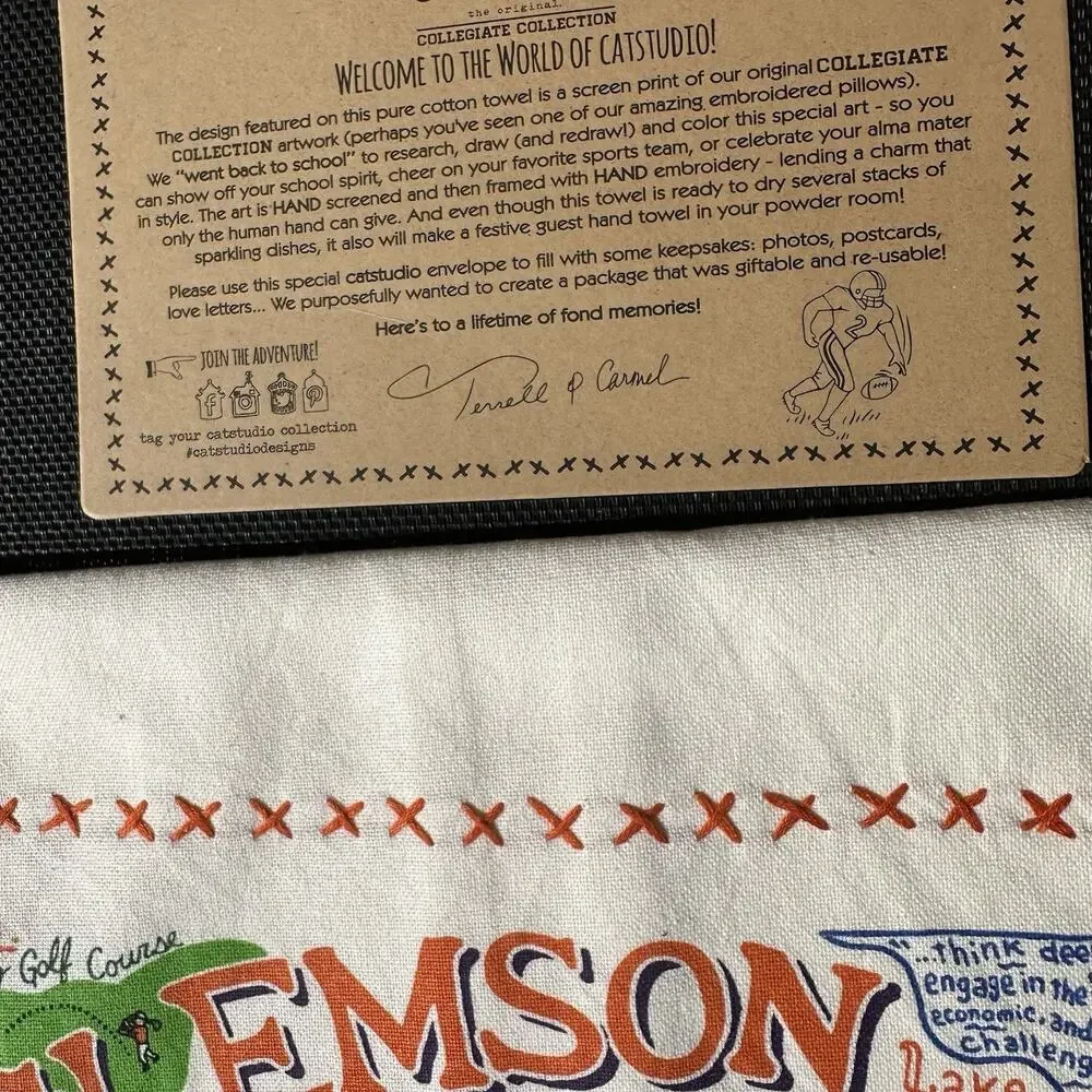 Vintage Catstudio Collegiate Collection Dish Hand Bar Towel - CLEMSON
